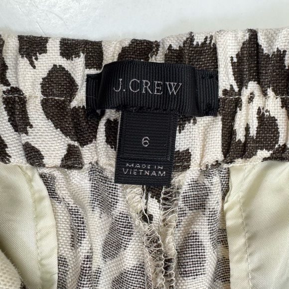 J.Crew Easy Pants Ivory Leopard Linen Lyocell Straight Taper Leg Trousers Size 6 - Picture 11 of 13